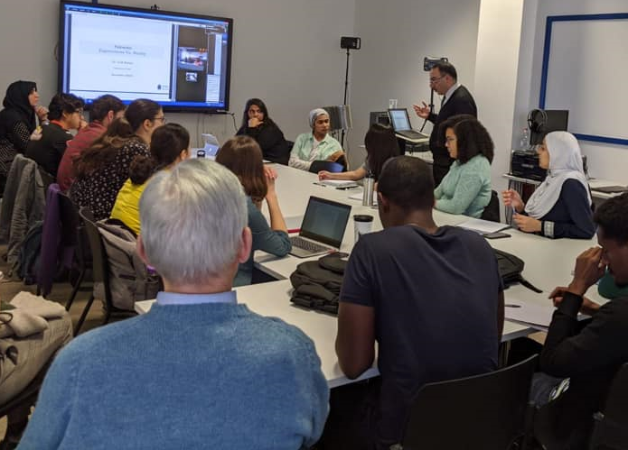 The intake 2 of GLODEP students and Prof. Kattan of the Bethlehem University at the KiroLab in video conference with the students of intake 3 at the Palacky University 